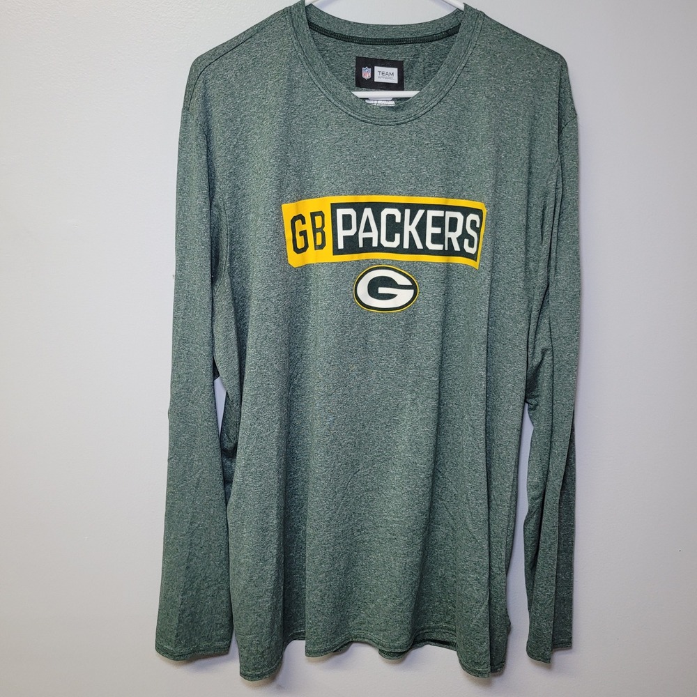NFL‎ Team Apparel Green Bay Packers Mens 2XL Long Sleeve Heather Green Shirt